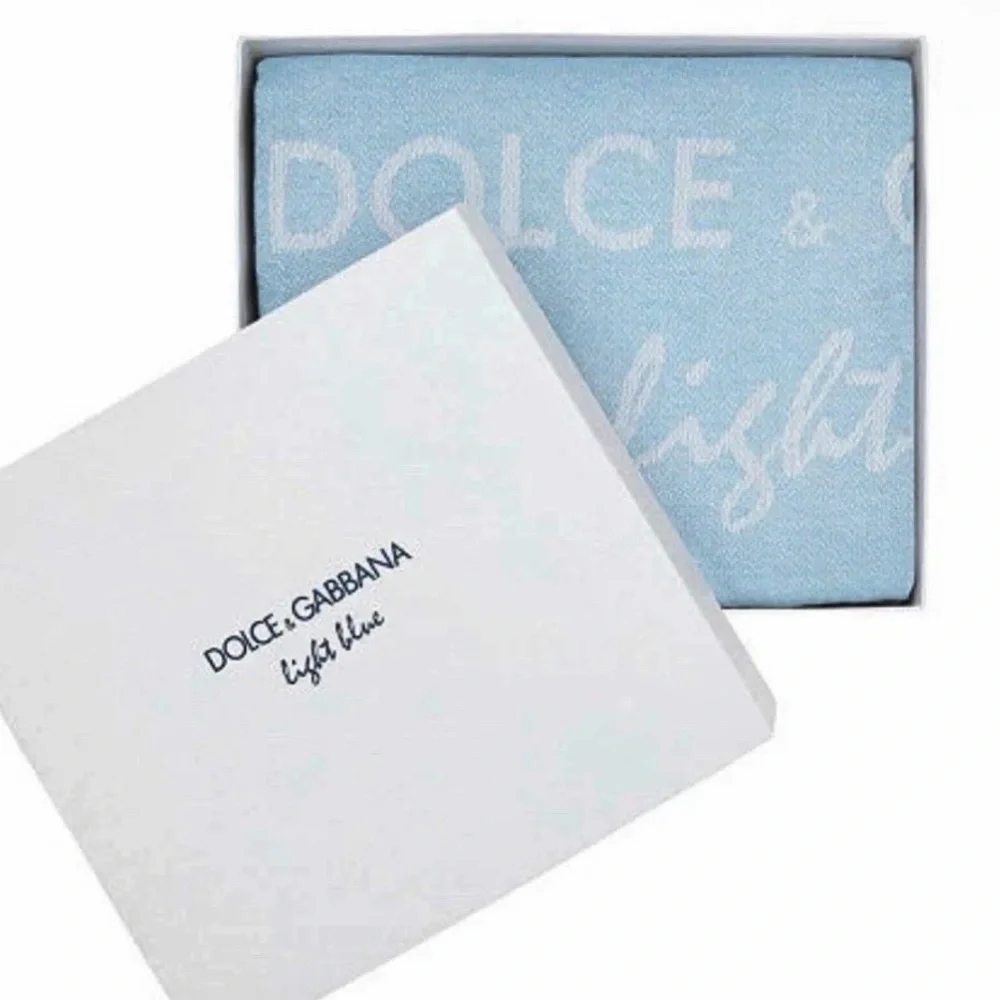 Dolce & Gabbana NEW Towel Made in Spain Light Blue Cotton